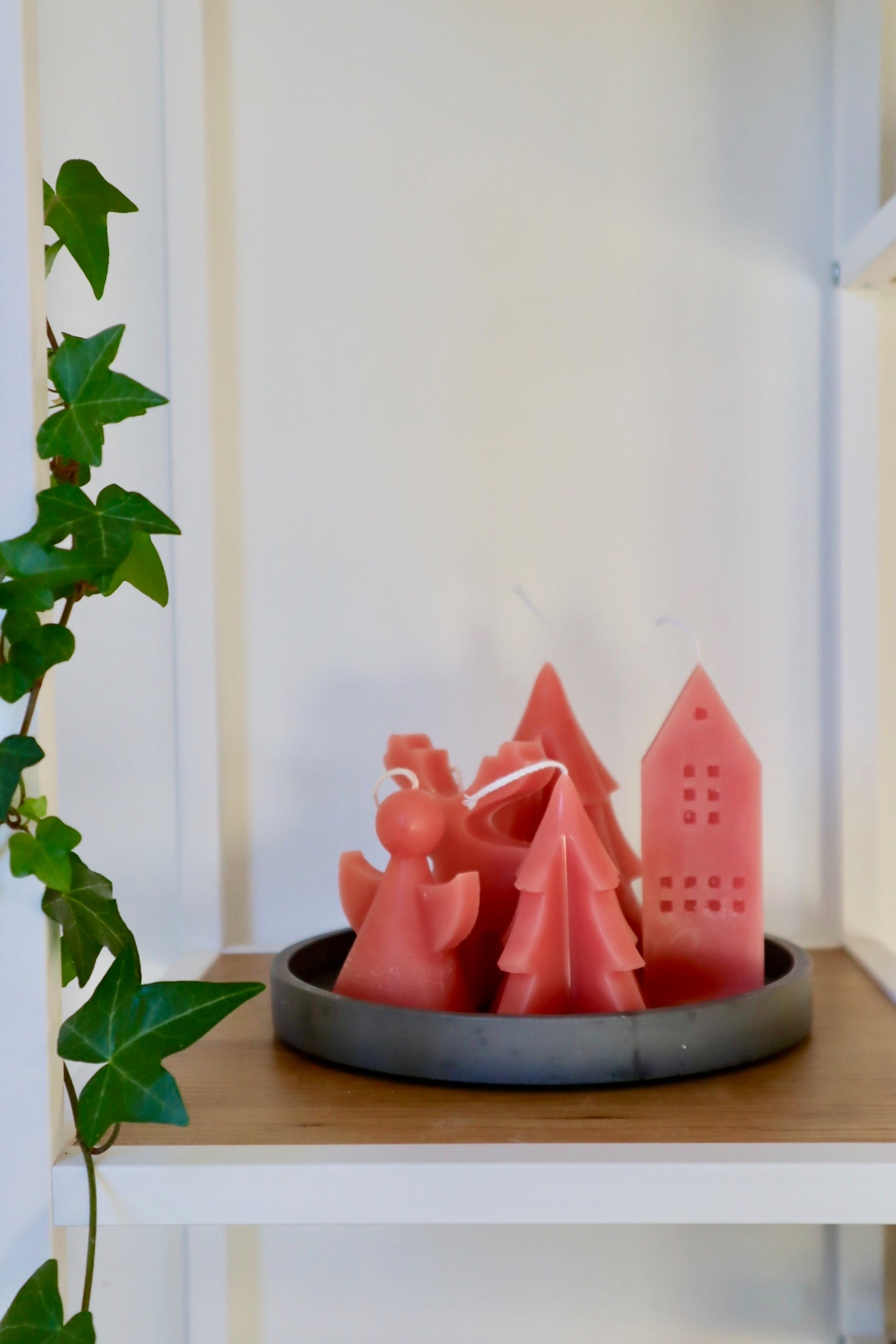 Christmas Candle Set: Moose, Angel and Ornament.